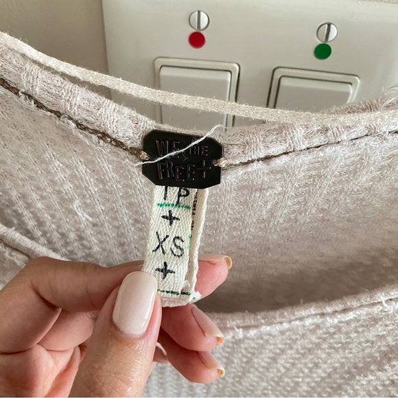 FREE PEOPLE Beige Laguna Thermal Waffle Long Sleeve Top - Picture 3 of 10